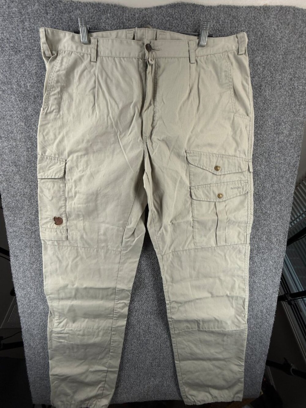 Fjallraven Pants Hiking Men 56 Beige Polyester Cotton 42002 Cargo ACTL 39X35